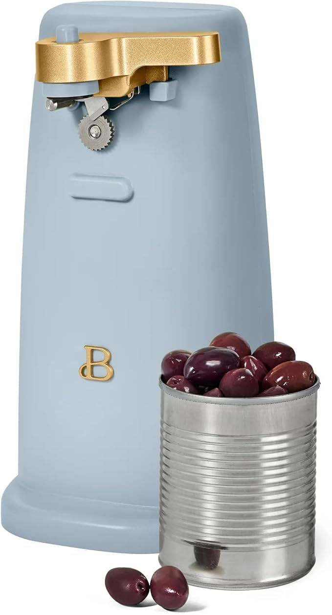 Beautiful Automatic Can Opener Kit, Hands-Free Electric Opener with Safety Auto-Stop & Magnetic Lid Catcher, Special Edition (Blue)