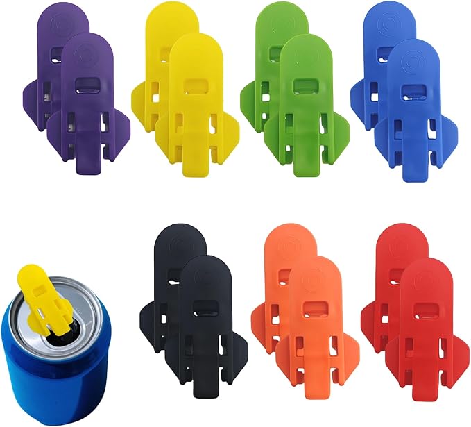 14 Pack Easy Tab Opener for Soda Cans 7 Colorful Easy Can Opener for Pop Coke Aluminum Beverage Drink Shields for Camping, Picnics, Bartenders & Seniors