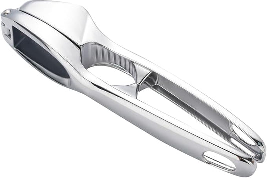 Kitchen Premium Garlic Press - Zinc Alloy Garlic Press effortlessly crushes garlic cloves, ginger chunks, nuts, and seeds. Comfortable to use and dishwasher safe.