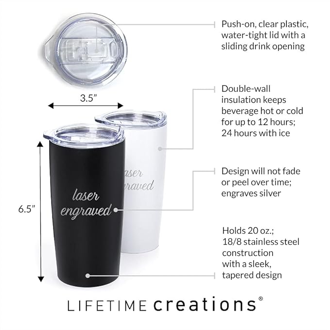 Lifetime Creations Engraved Personalized Groomsman Tumbler (Matte Black) 20 oz - Engraved Groomsman Stainless Steel Tumbler Coffee Travel Mug