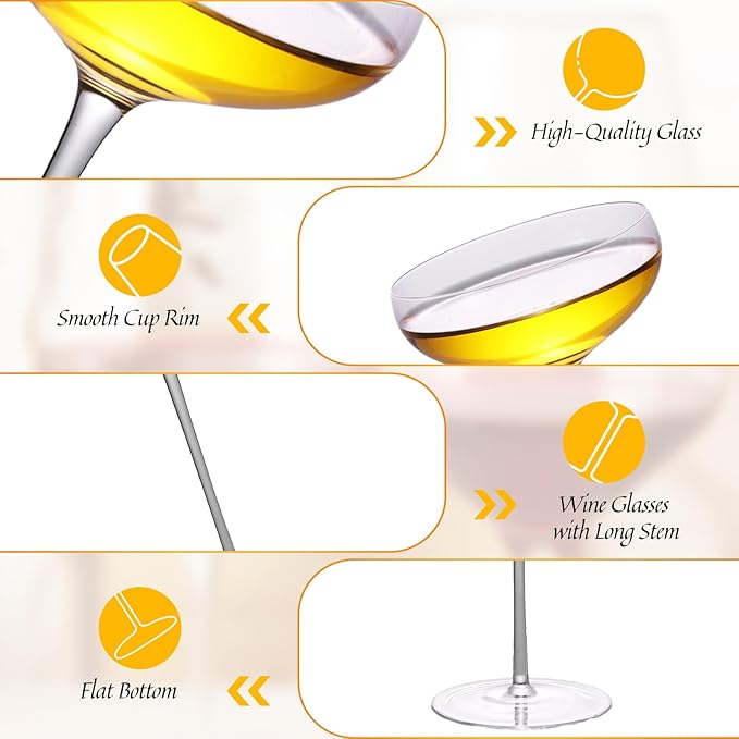 KAMMAK Martini Glasses Set of 2, 7.27 oz Clear Crystal Cocktail Glasses with Stem, Reusable Cocktail Glassware for Wedding Birthday Party, Bar, Margarita, Whiskey, Gin, Tequila, Ice Cream