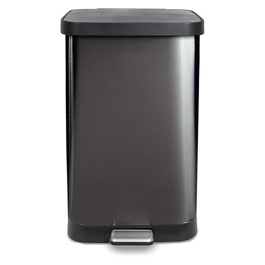 Glad 20 Gallon / 75.5 Liter Extra Capacity Stainless Steel Step Trash Can with CloroxTM Odor Protection, Pewter