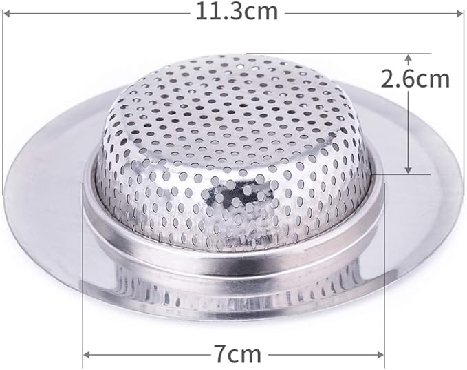 4.5 Inch Diameter Rim Heavy Duty Stainless Steel Kitchen Sink Basket Strainer, Large (Pack of 2)