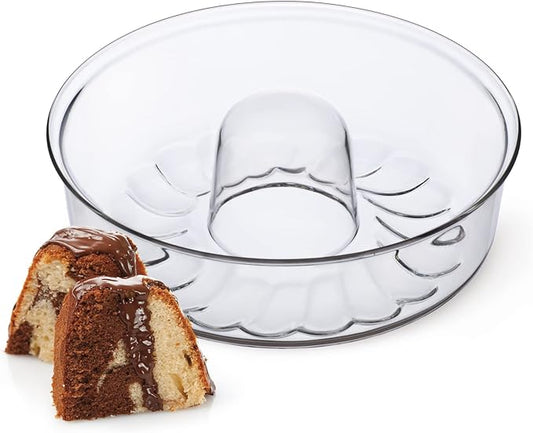 SIMAX Clear Glass Shallow (4.75”) Bundt Pan | Heat, Cold, and Shock Proof, Holds 2.1 Quarts (8.4 Cups), Made in Europe