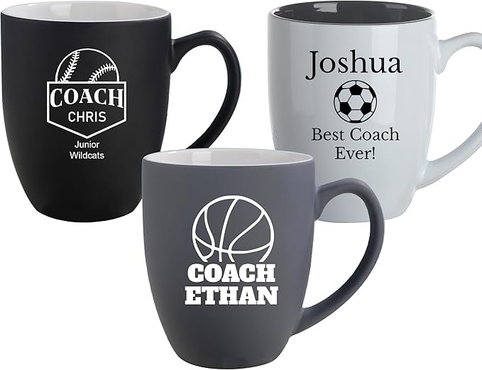 Personalized Coach Gifts for Men, 16oz Custom Engraved Coffee Mug, Soccer Football Softball Volleyball Coach Gifts Wrestling Gymnastics Coach Gift