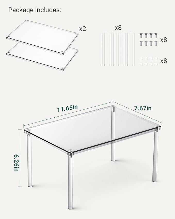 Acrylic Cabinet Organizer, Set of 2 Shelf Organizer, Spice Rack Organizer for Cabinet, Desk Countertop Organizer, Stackable Shelves for Pantry Kitchen Storage and Organization