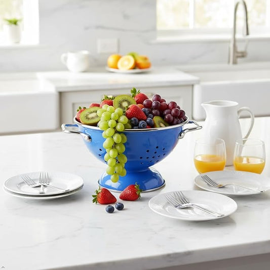Calypso Basics by Reston Lloyd Powder Coated Enameled Colander, 5-Quart, Azure