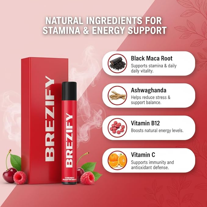 Plan-Based Aroma Diffuser with Extracts of Ashwa, BlackMacca Roots Vitamin C - Cherry Raspberry Scent