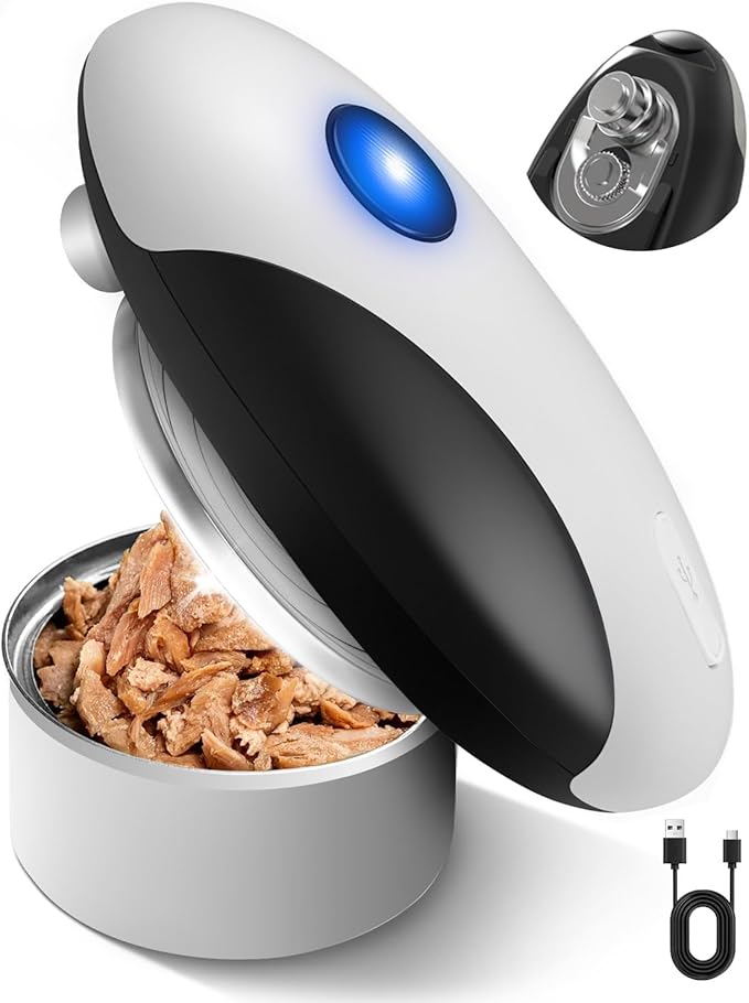 Electric Can Opener, One-Touch Automatic Hands Free Can Opener, Smooth Edge, Rechargeable Cordless Can Opener Fits Most Cans, Great for Seniors & Arthritis