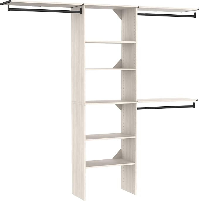 ClosetMaid SuiteSymphony 25-Inch Closet System Tower with (3) Hanging Rods, and (3) Top Shelves, White Timber