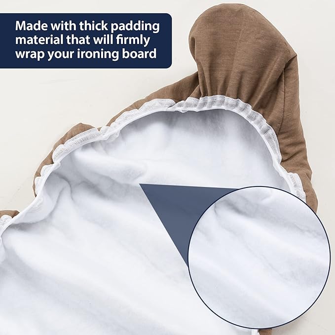 Seiritex Ironing Board Cover 12 x 32 inch, Fits Table Top Ironing Board Heat Reflective, 3 Layers Thick Padding with Elasticized Edges, Small Iron Board Cover (Brown)