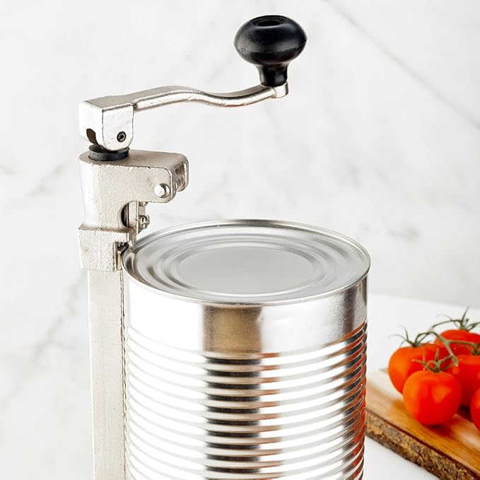 Restaurantware Met Lux 18 Inch Commercial Can Opener, 1 Heavy-Duty Industrial Can Opener - Screw-Down Base, Ergonomic Handle, Iron Table Top Can Opener, Built-In Blade, For Opening Food Cans