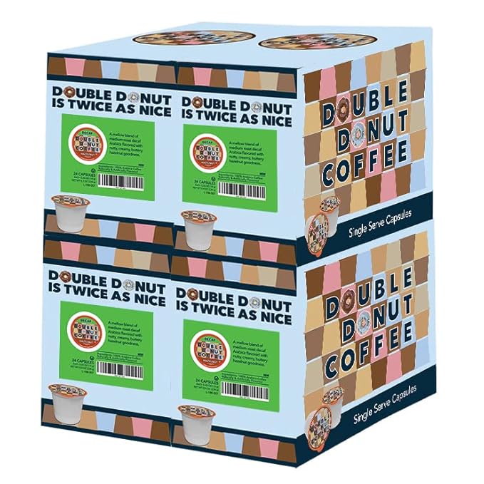 Double Donut Hazelnut Medium Roast Flavored Decaf Coffee Pods for Keurig K-Cup Makers from Double Donut, 96 Capsules