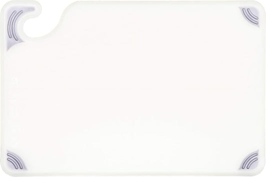 San Jamar Saf-T-Grip Plastic Cutting Board with Safety Hook, 6" x 9" x 0.375", White