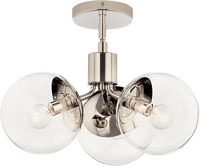 KICHLER Silvarious 3-Light Convertible Pendant, Soft Modern Light with Clear Glass in Polished Nickel, for Hallway, Dining Nook, Bedroom or Kitchen (9.5" x 16.5"),52700PNCLR