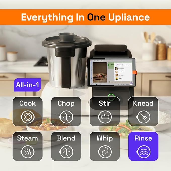 upliance AI Cooking Assistant | 750+ Recipes | AI Powered | 12 Modes | Weighing Scale | App & WiFi | 220-204V | Use with Transformer in USA
