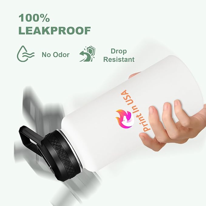 Personalized Custom Print in USA Water Bottle 75Pcs 32oz Stainless Steel Double Wall Coffee Cup with Lid & Straw Insulated Tumbler with Colorful Text Logo Photo
