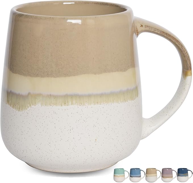 Bosmarlin Extra Large Ceramic Coffee Mug, 23 Oz, Dishwasher and Microwave Safe, Oversized Big Tea Cup for Office and Home (Brown Grey)