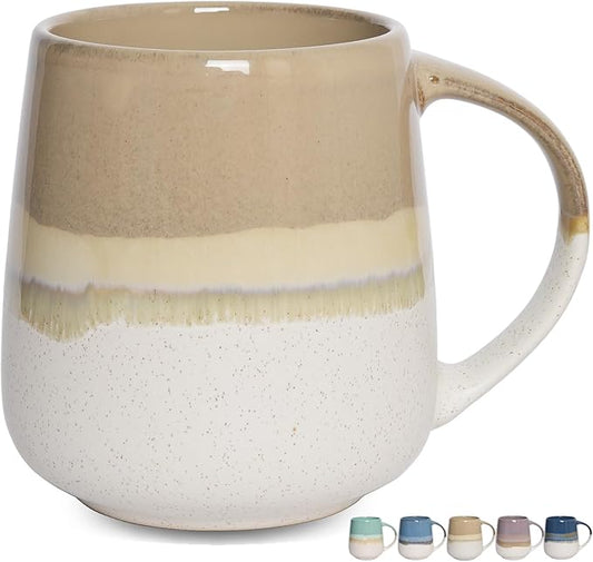 Bosmarlin Extra Large Ceramic Coffee Mug, 23 Oz, Dishwasher and Microwave Safe, Oversized Big Tea Cup for Office and Home (Brown Grey)