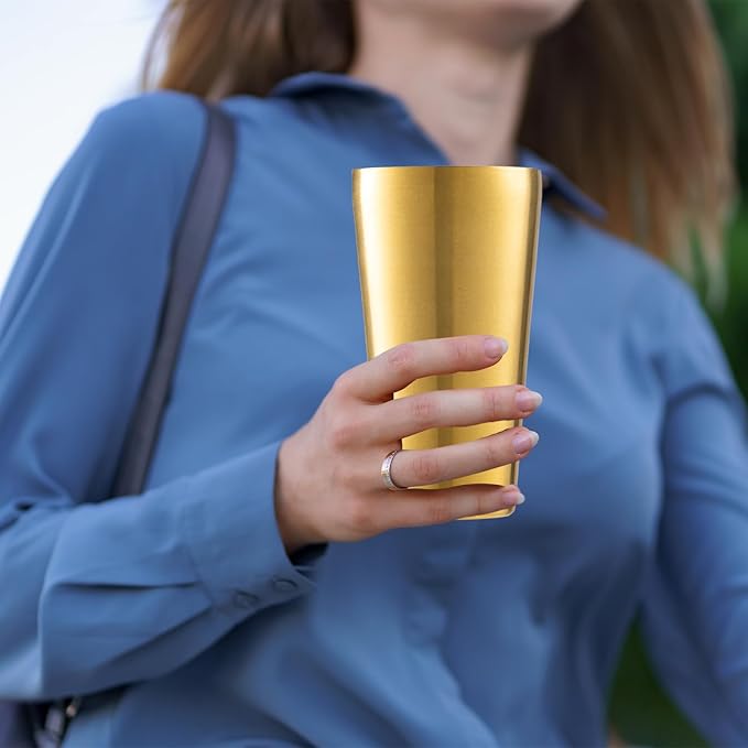 6 Pack 18.6 oz Stainless Steel Insulated Cup, Double Wall Vacuum Metal Cup, Reusable Camping Cups Unbreakable Indoor Outdoor for Party, Home, Office, BBQ, Gold