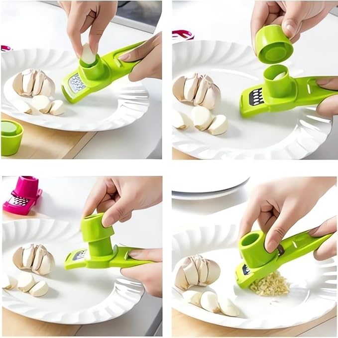 Garlic Grinder - Hand Grinder for Garlic, 2024 New Hand Press Garlic Chopper, Hand Pepper Grinder, Easy and Fast Stainless Steel Garlic Press for Home Daily Use (Green)
