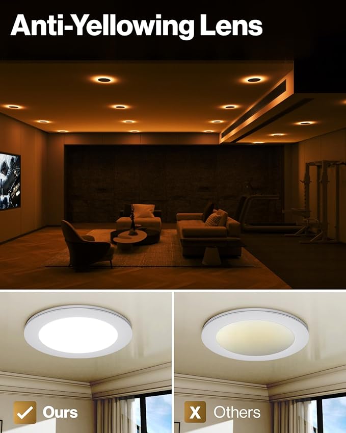 Sunco 6 Pack 4 Inch LED Recessed Lights with Night Light, Slim Ceiling Lighting, 900 Lumens, 11W (80 W Equivalent), Selectable CCT 2700K/3000K/3500K/4000K/5000K, Dimmable, Canless with Junction Box.