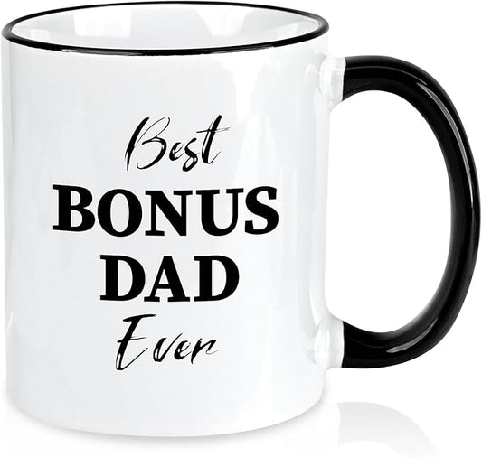 Bonus Dad Gifts, Best Bouns Dad Ever Coffee Mug, Fathers Day Gift Birthday Gift for Men Him Husband from Kids Wife, 11Oz