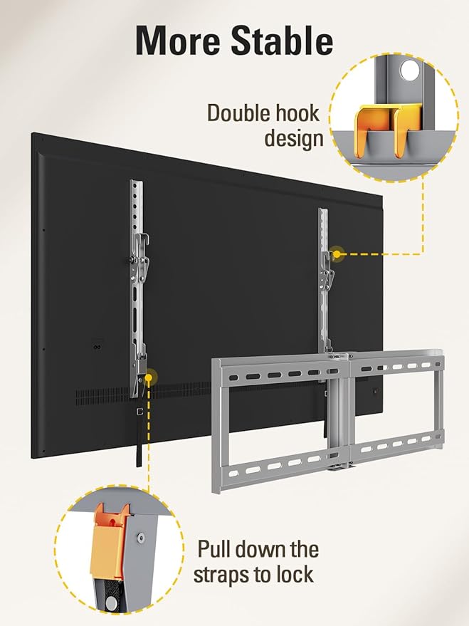 Mounting Dream TV Wall Mount for Most 37-75 Inch Televisions, Universal Tilt TV Mount Fits 16", 18", 24" Studs, Max VESA 600x400mm, 132lbs, Low Profile Flat Wall Mount Bracket, MD2968-LK