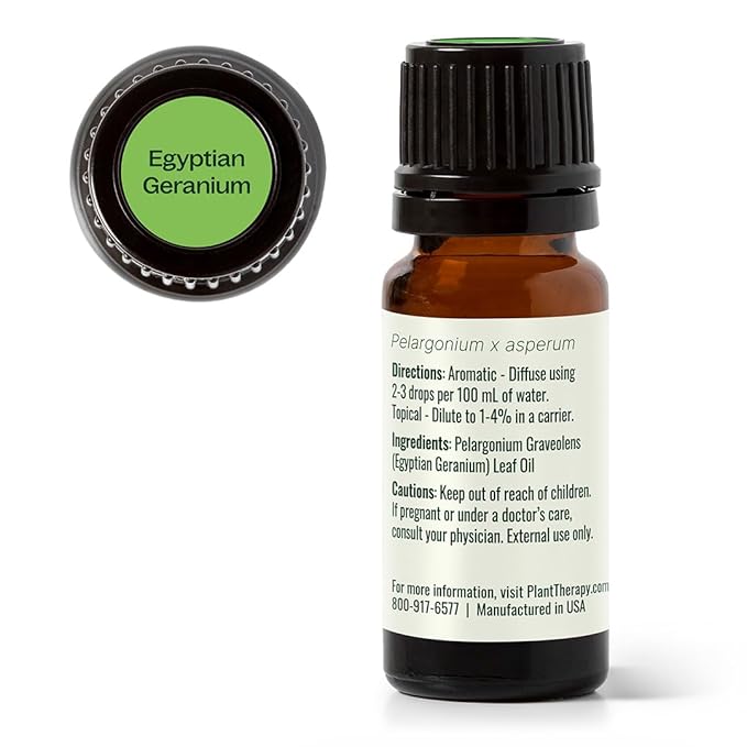 Plant Therapy Egyptian Geranium Essential Oil 100% Pure, Undiluted, Natural Aromatherapy, Therapeutic Grade 10 mL (1/3 oz)
