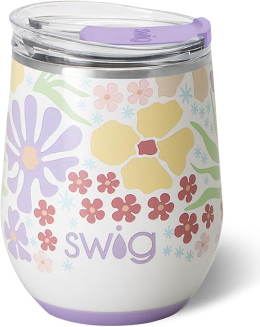 Swig Life 12oz Wine Tumbler with Lid, Stainless Steel, Dishwasher Safe, Portable, Triple Insulated Wine Tumbler (Fresh Cut)