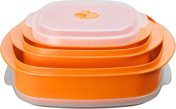 Reston Lloyd Calypso Basics Microwave Cookware, Steamer and Storage Set, Orange, Multiple Sizes, 6-Piece