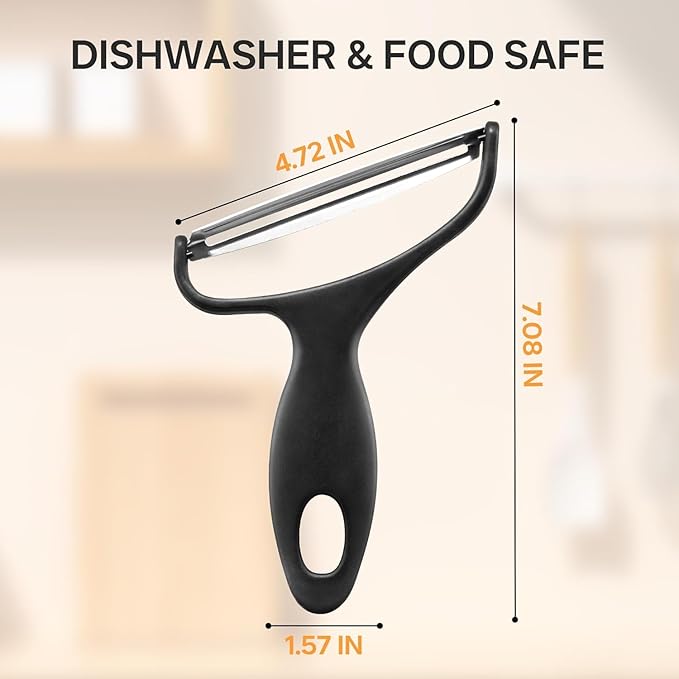 Black Vegetable Peeler Large Peelers for Kitchen, Y Wide Veggie Shredder for Cabbage Lettuce Julienne, Swivel Stainless Steel Blades Big Size Graters, Peelers and Slicers