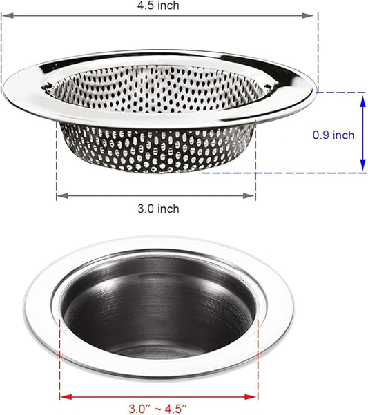 4-Piece Kitchen Sink Strainers - 4.5 Inch Stainless Steel Sink Drain Filter with Food Scraps Catcher