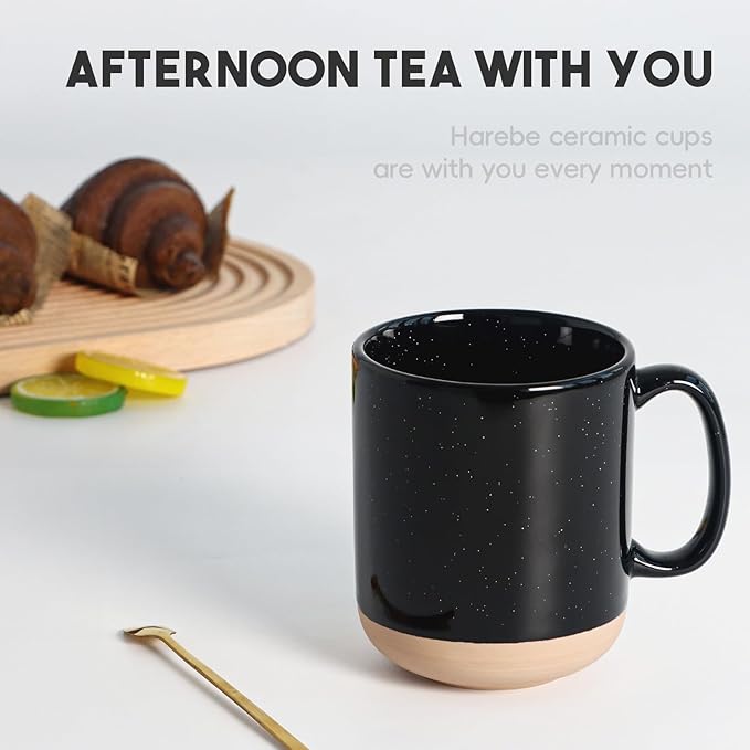 harebe 20 OZ Large Coffee Mug, Ceramic Tea Cup for Office and Home, Big Capacity with Handle, Microwave & Dishwasher Safe Cups for Men Women Mug Lovers, Black