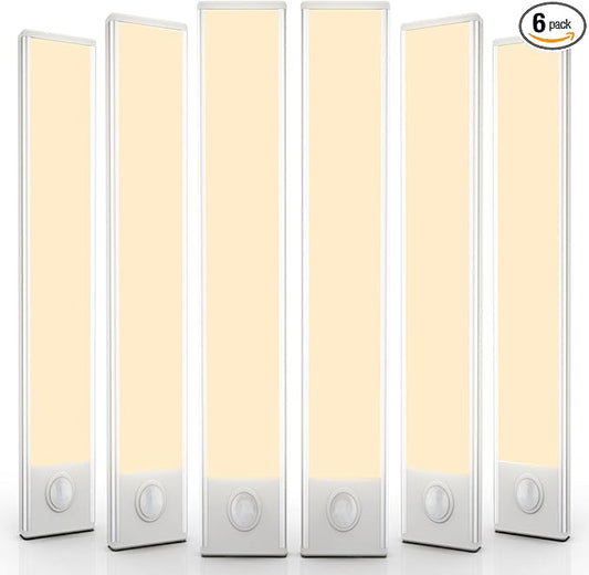 6 Pack Under Cabinet Lights Wireless, 68 LED Motion Sensor Light Indoor Rechargeable Magnetic Closet Lights Battery Operated, Under Counter Lights for Kitchen, Wardrobe, Stairs, Warm Light