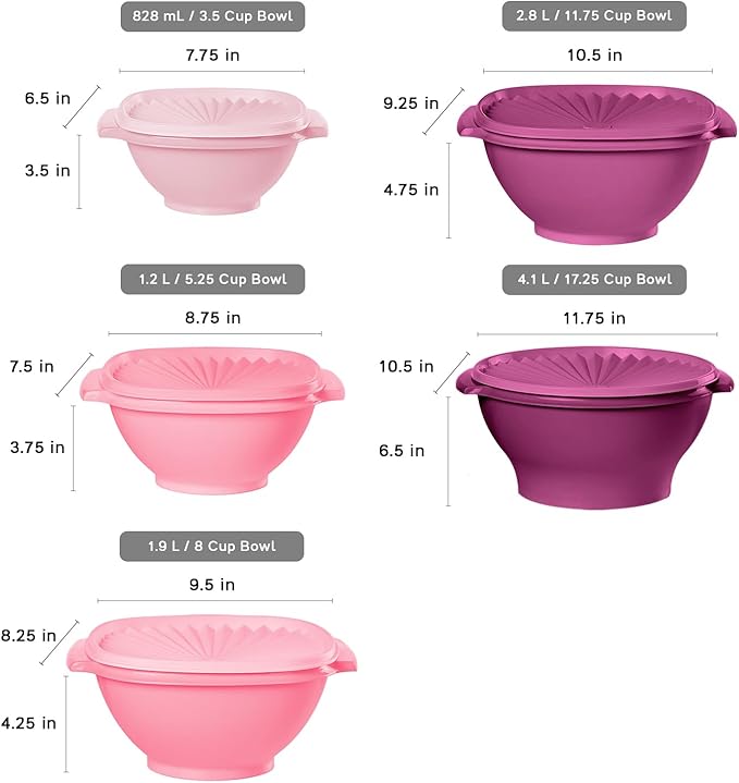 Tupperware Heritage Collection, New 36 Piece Food Storage Container Set in Vintage Pink, Dishwasher Safe and BPA Free (18 containers, 18 lids)