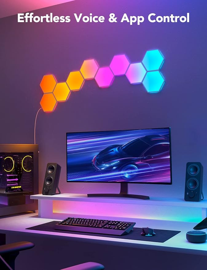 Govee Glide Hexa Light Panels, RGBIC Hexagon LED Wall Lights, Wi-Fi Smart Home Creative Wall Lights with Music Sync, Works with Alexa Google Assistant for Indoor Gaming Decor, 10 Pack