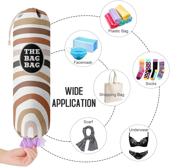 The Bag Bag Grocery Bag Holder, Boho Pattern Grocery Bags Holder Organizer For Shopping Bags, Wall Mount Plastic Bags Storage Container Dispensers, Kitchen Gifts For Women Family Grandma Mom(H-26)