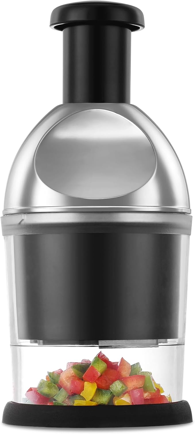 Food Chopper, Hand Chopper Dicer Easy to Clean, Manual Slap Vegetable Chopper Onion Cutter, Garlic Chopper Mincer for Onion, Nut, Tomato, Pepper, Celery, etc