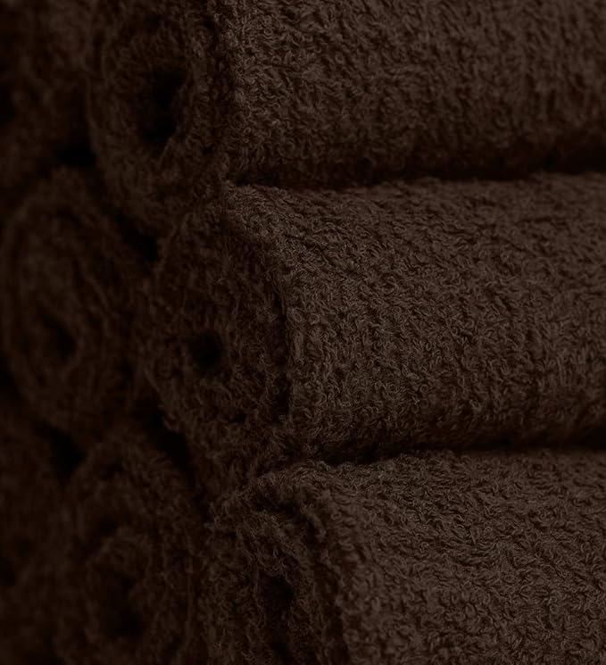 Softolle 100% Cotton Washcloths 60 Pack (12x12 Inches) Soft, Highly Absorbent Washcloth, Face Towels, Wash Cloths for Face, Ring Spun, Bulk Pack (Brown)
