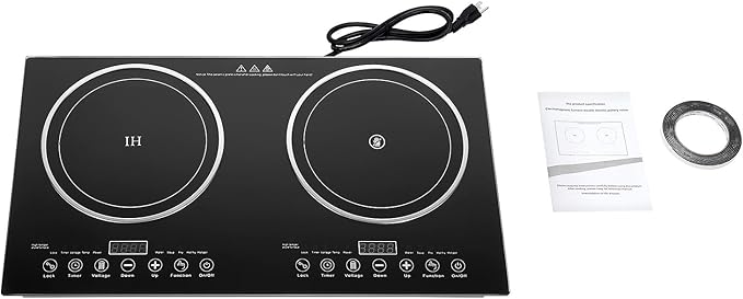 Electric Induction Cooker, Double Induction Cooktop 2 Burner Bulit-in Countertop Electric Stove, 110V 2400W Portable Two Burner Cooktop for Kitchen, RV