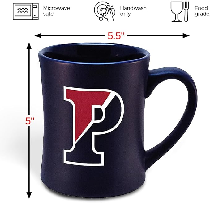 University of Pennsylvania Quakers Ceramic 16oz Sculpted Mug – Official Team Logo Coffee Cup – Handwash Recommended – Individually Boxed