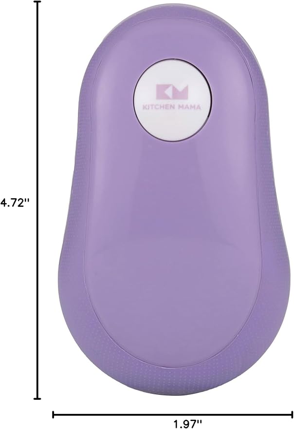 Kitchen Mama One Touch Electric Can Opener: Open with Simple Press of A Button - Auto Stop As Task Completes, Ergonomic, Smooth Edge, Food-Safe, Battery Operated (Purple)