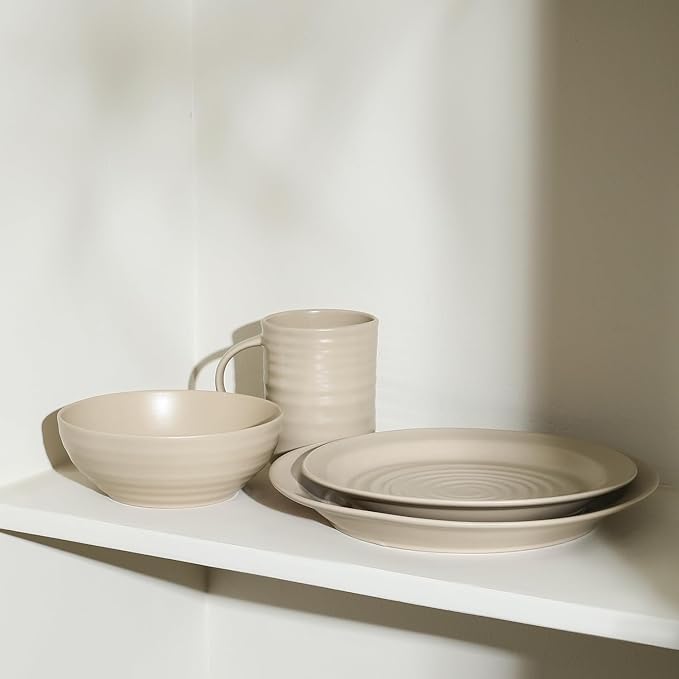 Stone Lain Orbit 16-Piece Dinnerware Set Stoneware, Beige