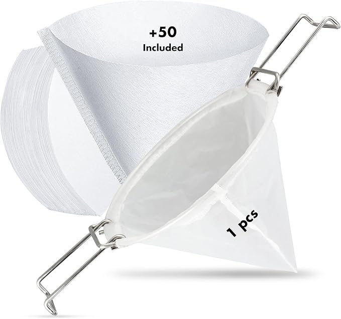 50PCS 10” Fryer Oil Filters, Deep Fryer Oil Cone Filter Filters with Folding Arms to Attach to Deep Fryers, Maple Syrup Grease Filter Cones, for Longer-Lasting Frying Oil & Maple Syrup