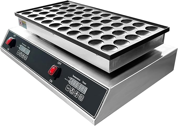Mini Dutch Pancake Baker Commercial Electric Non-stick Waffle Maker Machine Muffin Maker for Home and Restaurants Makes 50PCS of 1.8 Inches Pancakes 1700W