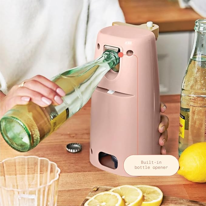 Beautiful Automatic Can Opener Kit, Hands-Free Electric Opener with Safety Auto-Stop & Magnetic Lid Catcher, Special Edition(Rose)
