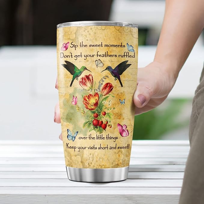 CUBICER Hummingbird Coffee Tumblers With Lid Stainless Steel Tumbler 20 Oz Cup Advice From A Just Who Loves Hummingbirds Mug Funny Wine Insulated Travel Mugs Gifts For Bird Lovers