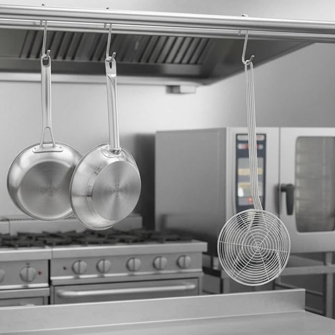 TrueCraftware- 7-Inch Round Spiral Wire Skimmer with 13" Handle Length Nickel Plated- Kitchen Utensil Food Strainer Skimmer Spoon for Cooking Sieve Sifters Rice Quinoa Pasta Fruits Vegetables etc.