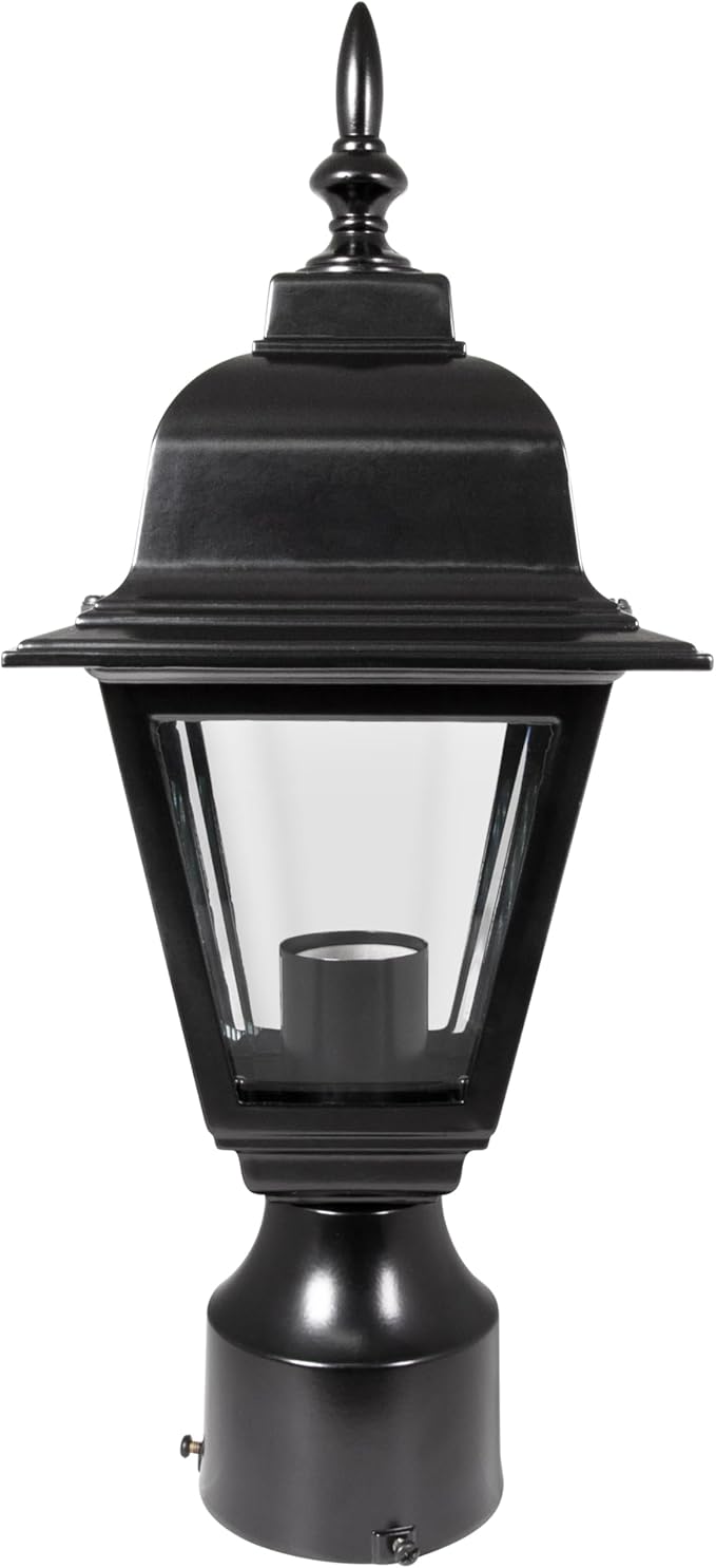 Maple Street Outdoor Post Top Light with 3-Inch Pier Base Mount Fitter, Black – Design House, 590307